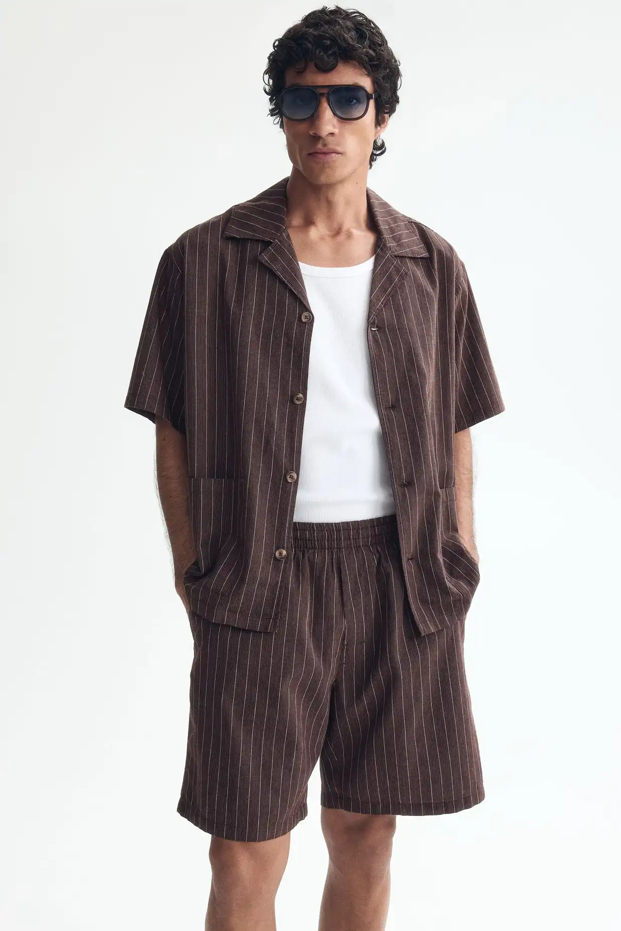 Men's Resort Casual Linen Shirt & Shorts Co-ord Set